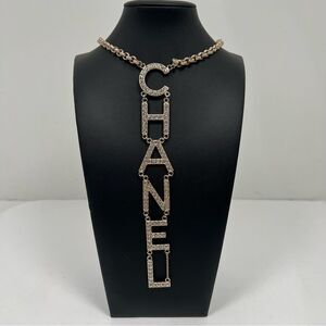Crystal CHANEL Logo Runway Drop Necklace